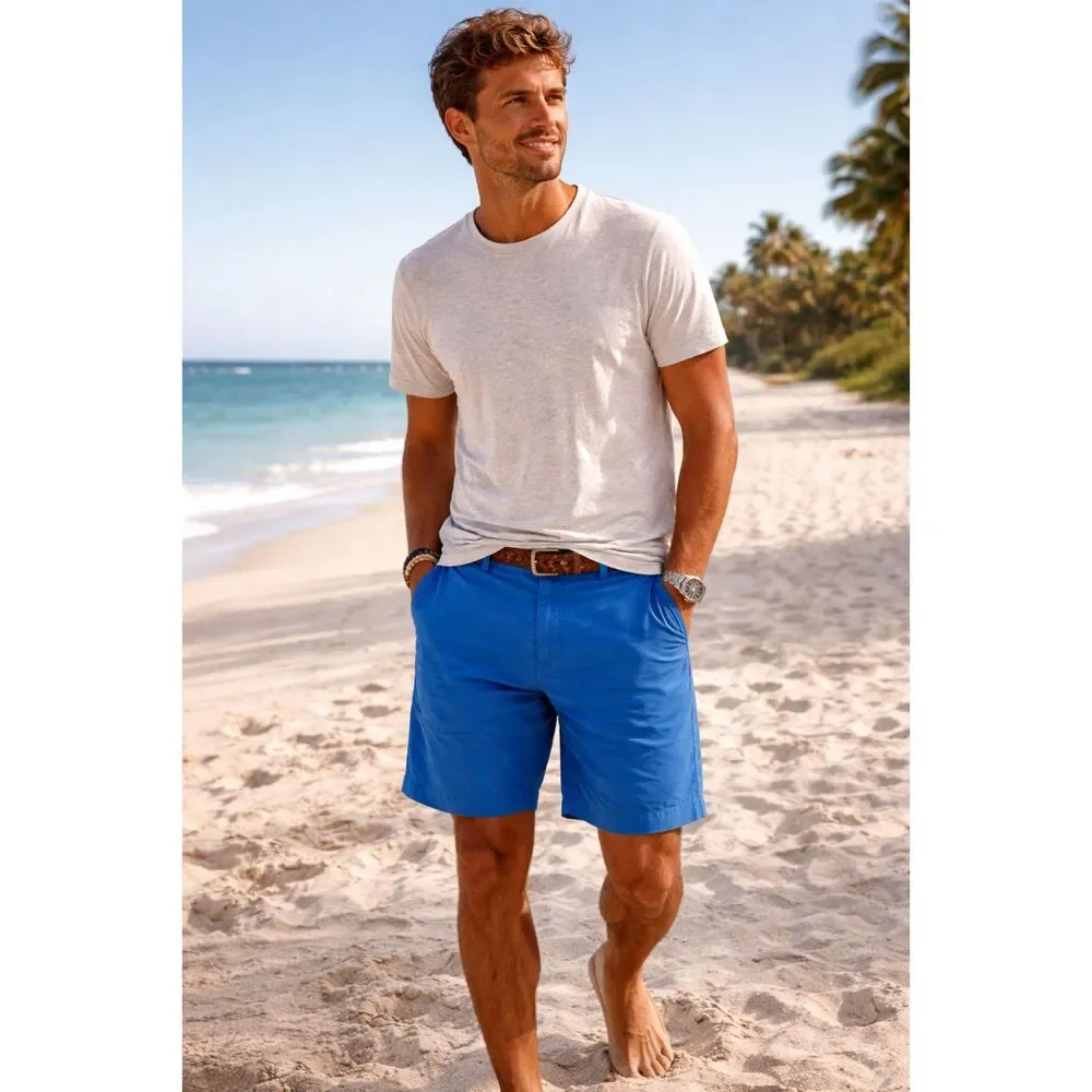 Faherty All Day Blue Hybrid Performance Stretch Chino Shorts   Mens Size 38